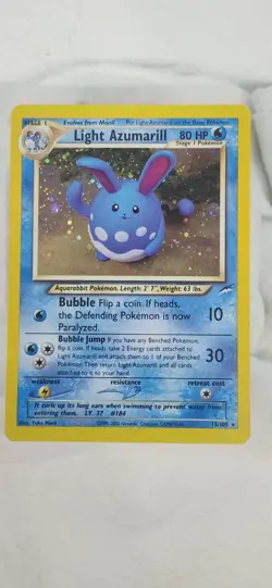 Pokemon Light Azumarill Neo Destiny 13/105 Holo Rare 80 HP 2000 TCG Card - Image 1
