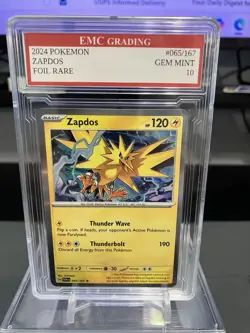ZAPDOS #065/167 RARE FOIL Pokemon 2024 Card GRADED 10 MINT TCG CCG - Image 1