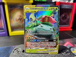 Pokemon TCG Celebi & Venusaur GX Holo Ultra Rare Card Sun & Moon Team Up 1/181 - Image 1