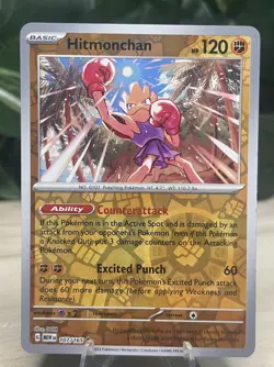 Hitmonchan 107/165 Reverse Holo Uncommon English 151 Pokemon Card NM - Image 1