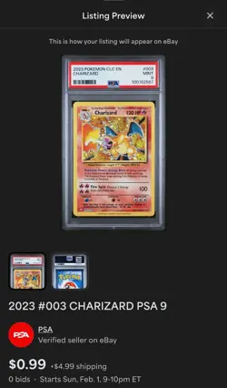 2023 POKEMON CLC-TRADING CARD GAME CLASSIC CHARIZARD PSA GRADED 9 - Image 3