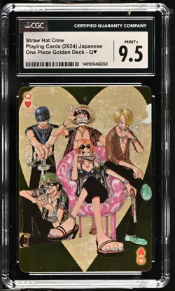 CGC 9.5 Straw Hat Crew QUEEN OF HEARTS Playing cards 2024 One Piece Golden Deck - Image 1