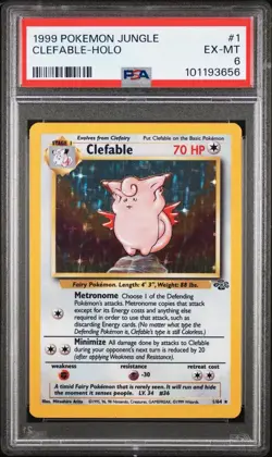 1999 Pokemon Jungle #1 Clefable-Holo PSA 7 NM 1/64 - Image 1