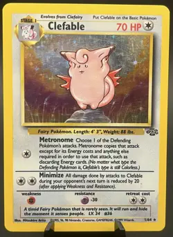 Clefable 1/64 Jungle WOTC Holo Unlimited Holo Rare 1999 Vintage LP Pokemon TCG - Image 1