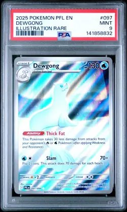 2025 POKEMON PFL EN-PHANTASMAL FLAMES ILLUSTRATION RARE #097 DEWGONG PSA 9 - Image 1