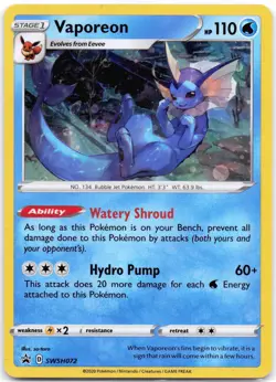 Vaporeon SWSH072 Holo Sword & Shield Promo LP - Image 1