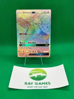 Pokemon TCG Oricorio GX 255/236 Cosmic Eclipse Secret Rare Rainbow Holo LP - Image 1