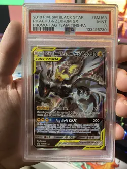 2019 POKEMON SM BLACK STAR PROMO #SM168 FULL ART/PIKACHU & ZEKROM GX PSA 9 - Image 1