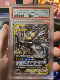 2019 POKEMON SM BLACK STAR PROMO #SM168 FULL ART/PIKACHU & ZEKROM GX PSA 9 - Image 2