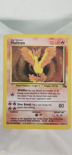 Pokemon 1999 Fossil Moltres 12/62 70 HP Holo Rare Unlimited English - Image 1