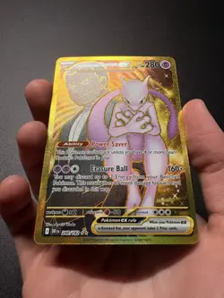 Team Rocket's Mewtwo ex 240/182 SV10 Destined Rivals Hyper Rare Gold NM - Image 3