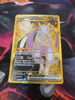 Team Rocket's Mewtwo ex 240/182 Destined Rivals Pokemon Gold Hyper Rare NM - Image 1