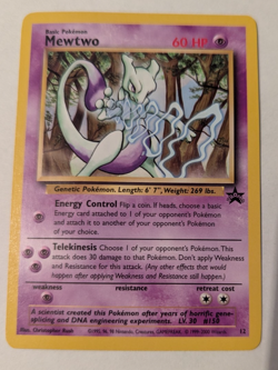 Pokemon Mewtwo TCG Card 12/53 WOTC black star Promo, Regular HP - Image 1