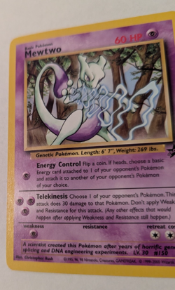 Pokemon Mewtwo TCG Card 12/53 WOTC black star Promo, Regular HP - Image 4