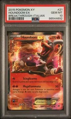 Pokemon PSA 10 Houndoom EX #21 XY Turboblitz 2015 Italian - Image 2