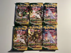 Pokemon Evolving Skies Booster Packs Lot Of 6 Sealed From Striker V Tins - Image 1