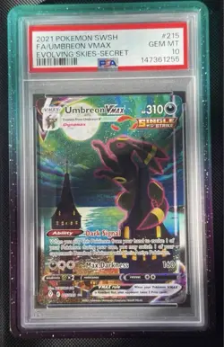 2021 POKEMON SWORD & SHIELD EVOLVING SKIES SECRET FULL ART/UMBREON VMAX PSA 10 - Image 1