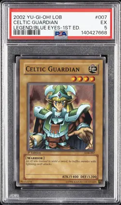2002 YU-GI-OH! LOB-LEGEND OF BLUE EYES WHITE DRAGON 1ST ED CELTIC GUARDIAN PSA 5 - Image 1