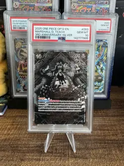 2025 ONE PIECE OP12-LEGACY OF THE MASTER 3RD ANV-SILVER MARSHALL D. TEACH PSA 10 - Image 1