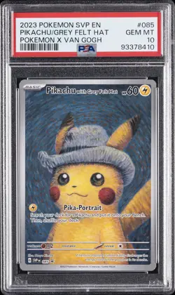 2023 POKEMON SVP EN-SV BLACK STAR PROMO #085 PIKACHU WITH GREY FELT HAT PSA 10 - Image 1