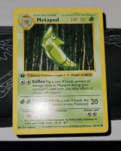 Pokemon Card - Metapod Base Set Shadowless 54/102 1st Edition Common - Image 1