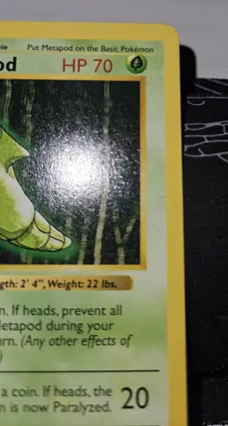 Pokemon Card - Metapod Base Set Shadowless 54/102 1st Edition Common - Image 3