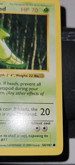 Pokemon Card - Metapod Base Set Shadowless 54/102 1st Edition Common - Image 4