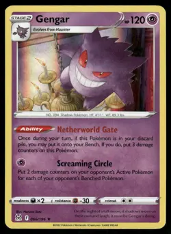 Pokemon Cards Gengar 066/196 Lost Origin Holo Rare NM - Image 1