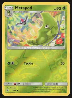 Hidden Fates Metapod #2/68 Reverse Holo Pokemon Card - Image 1