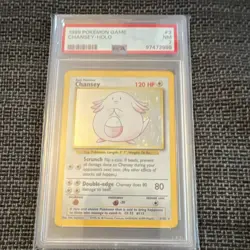 Pokemon TCG Chansey Base Set Holo Rare 3/102 PSA 7 1999 English 6+ Card - Image 1