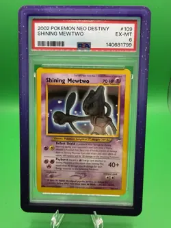 NEW CERT 2002 Pokemon Neo Destiny Shining Mewtwo Secret Rare Holo PSA 6 #109/105 - Image 1