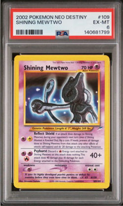 NEW CERT 2002 Pokemon Neo Destiny Shining Mewtwo Secret Rare Holo PSA 6 #109/105 - Image 2