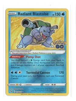 Radiant Blastoise PGO 018/078 Pokemon GO Near Mint - Image 1