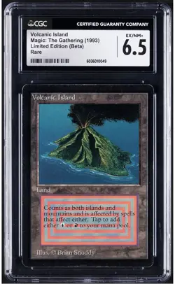 1993 BETA Magic the Gathering VOLCANIC ISLAND CGC 6.5 EX/NM+ MtG - Image 1