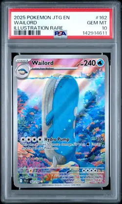 2025 POKEMON JTG EN-JOURNEY TOGETHER ILLUSTRATION RARE #162 WAILORD PSA 10 - Image 1
