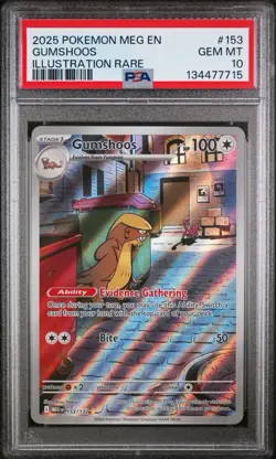 2025 POKEMON MEG EN-MEGA EVOLUTION ILLUSTRATION RARE #153 GUMSHOOS PSA 10 - Image 1