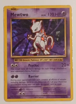 2016 Pokemon Evolutions Mewtwo Cracked Ice Holo 51/108 Rare Psychic Type - Image 1
