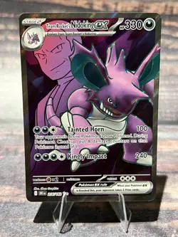 Team Rocket's Nidoking EX 216/182 Pokemon Destined Rivals Scarlet & Violet NM - Image 1