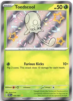 Toedscool 105/091 Shiny Rare Paldean Fates Pokemon Near Mint - Image 1