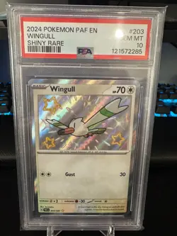 2024 Pokemon Paldean Fates WINGULL Shiny Rare #203 PSA 10 - Image 1