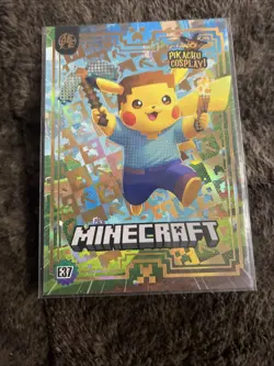 Minecraft (Pikachu) #E37 - Gold Holo Box Hit Electric Pikachu Cosplay Pokemon - Image 1