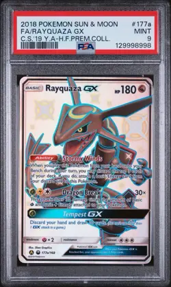 2018 Pokemon Sun Moon Promo Hidden Fates Rayquaza Gx #177A PSA 9 - Image 1