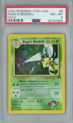 Pokemon Gym Challenge Koga's Beedrill 9/132 PSA 8 - Image 1
