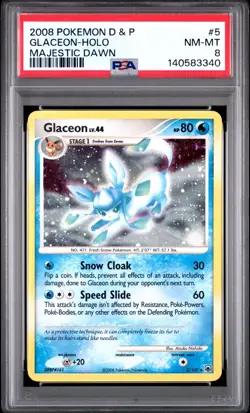 2008 Pokemon Diamond & Pearl Majestic Dawn #5 Glaceon Holo PSA 8 Near Mint Rare - Image 1