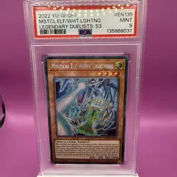 Yu-Gi-Oh! | PSA 9 Mystical Elf White Lightning | LDS3-EN135 | Secret Rare - Image 1