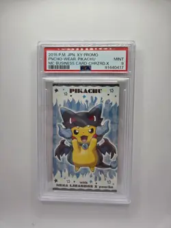 PSA 9 Poncho-Wearing Pikachu Business Card M Charizard X Mega Charizard Pokemon - Image 1