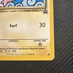 WOTC Black Star Promo Surfing Pikachu #28 Pokemon Card NM! - Image 5
