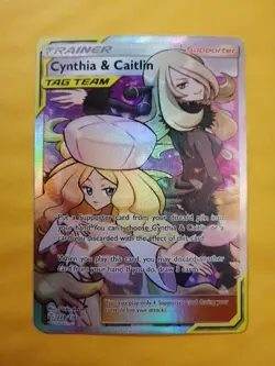 Pokemon TCG Cynthia and Caitlin Full Art Cosmic Eclipse Holo Card 228/236 NM - Image 1