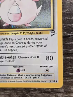 Pokemon Card - Chansey Base Set 2 3/130 Holo Rare - Image 3