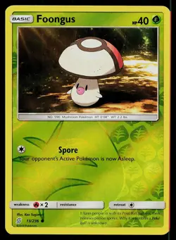 Pokemon Card Unified Minds Foongus 13/236 Common Reverse Holo - Image 1